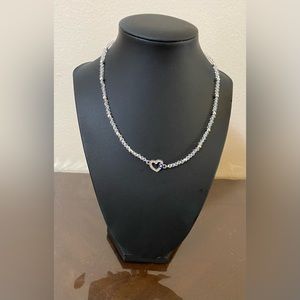 Evil eye pendant with 3mm clear crystal beads necklace/choker